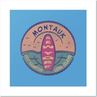 Montauk Vintage Surf Logo New York Posters and Art